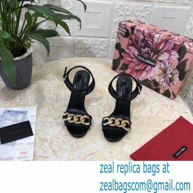 Dolce  &  Gabbana Heel 10.5cm Leather Chain Sandals Black 2021